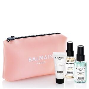 Brand New Balmain Limited Edition Pink Cosmetic Bag and Hair Travel Set